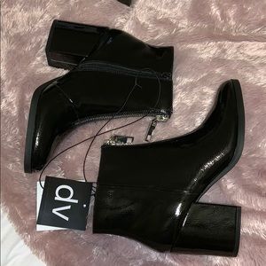 Black Zipper booties with short heel